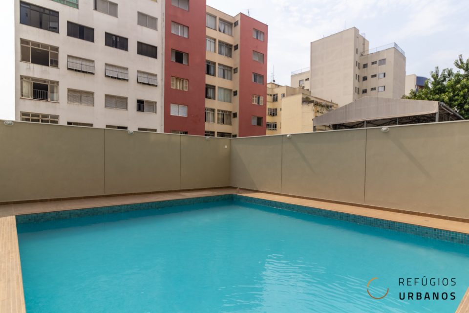 Apartamento de 28m², 1 dormitório em Santa Cecília. Prédio recém entregue pela construtora com piscina e 1 vaga.